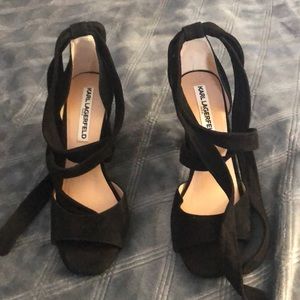 Karl Lagerfeld size 6 brand new black suede heels.